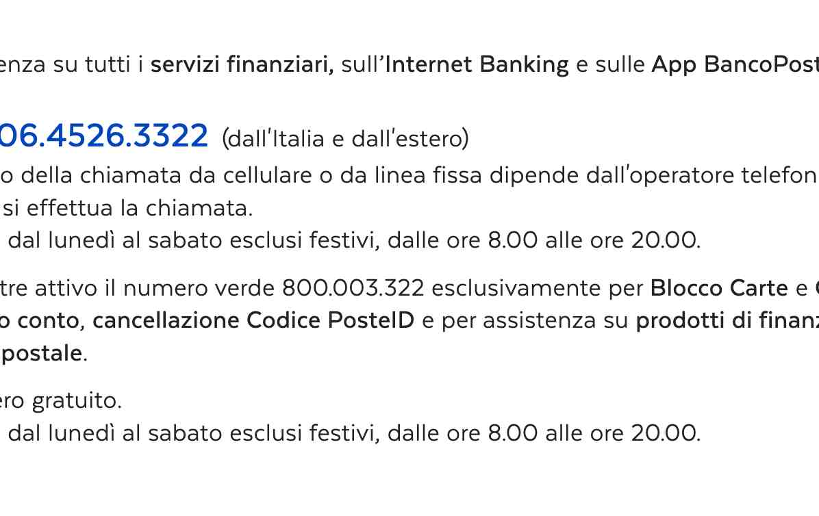 numero verde bancoposta per risolvere problemi