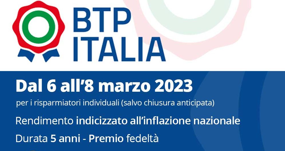 BTP Italia Marzo 2023, conviene? Rendimento, cedola ISIN IT0005532715
